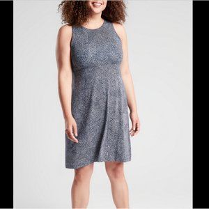 ATHLETA NAVY BLUE WHITE PRINTED SLEEVELESS SANTORINI DRESS